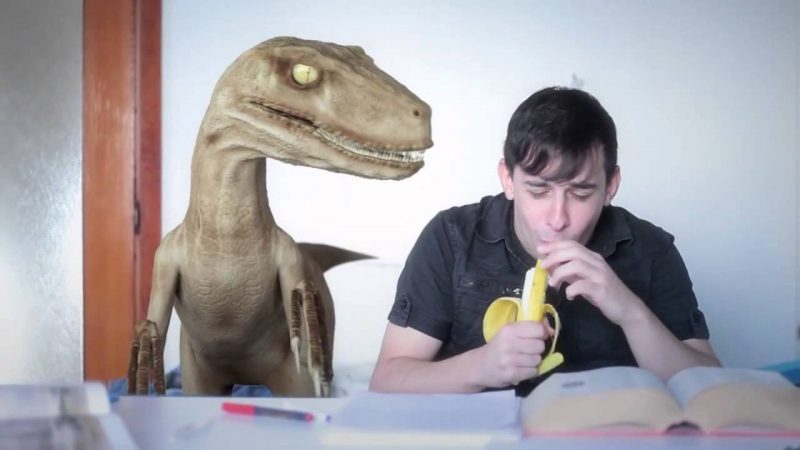 odio quando sto studiando e un velociraptor mi lancia addosso le banane